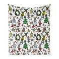 thumbnail image 1 of Cartoon Soft Flannel Fleece Throw Blanket, Christmas Concepts Drawn in Style Santa Snowman Children Presents Mistletoe, Cozy Plush for Indoor and Outdoor Use, 50" x 60", Multicolor, by Ambesonne, 1 of 5