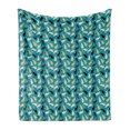thumbnail image 1 of Cartoon Soft Flannel Fleece Throw Blanket, Continuous Colorful Cats and Paw Traces Print, Cozy Plush for Indoor and Outdoor Use, 60" x 80", Sea Blue Indigo, by Ambesonne, 1 of 5