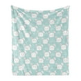 thumbnail image 1 of Cartoon Soft Flannel Fleece Throw Blanket, Easter Bunnies Pattern in Childish Style Rabbits Design, Cozy Plush for Indoor and Outdoor Use, 50" x 60", White Blush and Pale Seafoam, by Ambesonne, 1 of 6