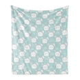 thumbnail image 1 of Cartoon Soft Flannel Fleece Throw Blanket, Easter Bunnies Pattern in Childish Style Rabbits Design, Cozy Plush for Indoor and Outdoor Use, 50" x 70", White Blush and Pale Seafoam, by Ambesonne, 1 of 6