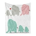 thumbnail image 1 of Cartoon Soft Flannel Fleece Throw Blanket, Family Love Theme Elephants Mother's Day Theme Baby Children, Cozy Plush for Indoor and Outdoor Use, 70" x 90", Seafoam Pale Pink Grey, by Ambesonne, 1 of 5
