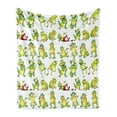thumbnail image 1 of Cartoon Soft Flannel Fleece Throw Blanket, Frogs in Different Positions Funny Happy Expressions Faces Toads, Cozy Plush for Indoor and Outdoor Use, 50" x 60", Green Yellow Red, by Ambesonne, 1 of 6
