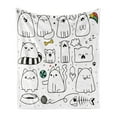 thumbnail image 1 of Cartoon Soft Flannel Fleece Throw Blanket, Hand Drawn Sketchy Funny Cats with Toys and Colored Shapes for Nursery Kids Art, Cozy Plush for Indoor and Outdoor Use, 50" x 70", Multicolor, by Ambesonne, 1 of 5
