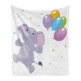 thumbnail image 1 of Cartoon Soft Flannel Fleece Throw Blanket, Happy with Colorful Balloons and Stars Cheerful Fun Kids, Cozy Plush for Indoor and Outdoor Use, 60" x 80", Lilac Multicolor, by Ambesonne, 1 of 6