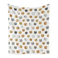 thumbnail image 1 of Cartoon Soft Flannel Fleece Throw Blanket, Happy Funny Kittens in Various Colors Smiling Animals Eyes, Cozy Plush for Indoor and Outdoor Use, 50" x 70", Pale Orange Pale Brown, by Ambesonne, 1 of 5