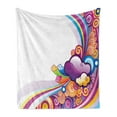 thumbnail image 1 of Cartoon Soft Flannel Fleece Throw Blanket, Kids Children Theme Rainbows Colored Clouds Lines Rounds Suns Print Image Print, Cozy Plush for Indoor and Outdoor Use, 70" x 90", Multicolor, by Ambesonne, 1 of 6