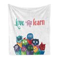 thumbnail image 1 of Cartoon Soft Flannel Fleece Throw Blanket, Kids Nursery Room Design with Toy Like Animals Owls Birds Reading Books Artwork, Cozy Plush for Indoor and Outdoor Use, 50" x 70", Multicolor, by Ambesonne, 1 of 6
