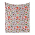 thumbnail image 1 of Cartoon Soft Flannel Fleece Throw Blanket, Cartoon Like Tea Pots with Retro Polka Dots in Orange Colored Flowers Art Print, Cozy Plush for Indoor and Outdoor Use, 60" x 80", Multicolor, by Ambesonne, 1 of 5