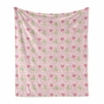 thumbnail image 1 of Cartoon Soft Flannel Fleece Throw Blanket, Love Themed Valentines Inspired with Giant Hearts Checkered Pattern, Cozy Plush for Indoor and Outdoor Use, 70" x 90", Pink Olive Green, by Ambesonne, 1 of 5