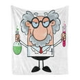 thumbnail image 1 of Cartoon Soft Flannel Fleece Throw Blanket, Nursery Science Themed Composition with Old Scientist with Glasses and Mustache, Cozy Plush for Indoor and Outdoor Use, 50" x 60", Multicolor, by Ambesonne, 1 of 5