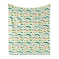 thumbnail image 1 of Cartoon Soft Flannel Fleece Throw Blanket, Nursery Themed Reptile and Amphibian Animals Pattern Frog Gator Turtle, Cozy Plush for Indoor and Outdoor Use, 70" x 90", Multicolor, by Ambesonne, 1 of 5