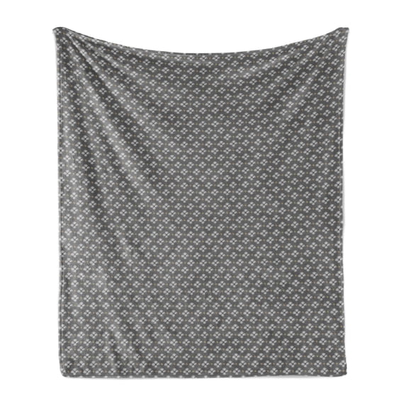 Cartoon Soft Flannel Fleece Throw Blanket, Ornamental Scribble Spots Hand Drawn Style Little Spots Spirals Abstract, Cozy Plush for Indoor and Outdoor Use, 50" x 70", Grey White Mustard, by Ambesonne
