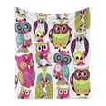 thumbnail image 1 of Cartoon Soft Flannel Fleece Throw Blanket, Owl Eyes Funny Best Friends Forever Animal Themed Fun Design, Cozy Plush for Indoor and Outdoor Use, 60" x 80", Multicolor Coral, by Ambesonne, 1 of 6