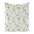 thumbnail image 1 of Cartoon Soft Flannel Fleece Throw Blanket, Pastel Tones Butterflies and Buttons Scrapbook Style Creative Childish Print, Cozy Plush for Indoor and Outdoor Use, 70" x 90", Multicolor, by Ambesonne, 1 of 5