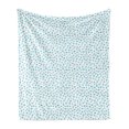 thumbnail image 1 of Cartoon Soft Flannel Fleece Throw Blanket, Scribbled Flower Heads Drawn by Hand, Cozy Plush for Indoor and Outdoor Use, 70" x 90", Deep Sky Blue White, by Ambesonne, 1 of 5