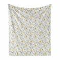 thumbnail image 1 of Cartoon Soft Flannel Fleece Throw Blanket, Spring Happiness Pattern with Flowers and Botanical Items in Doodle Style, Cozy Plush for Indoor and Outdoor Use, 60" x 80", Multicolor, by Ambesonne, 1 of 5
