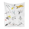 thumbnail image 1 of Cartoon Soft Flannel Fleece Throw Blanket, Traveling Through the Cosmos Themed Drawing Astronautics Abstract Crafts, Cozy Plush for Indoor and Outdoor Use, 50" x 70", Multicolor, by Ambesonne, 1 of 5