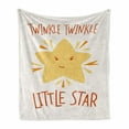thumbnail image 1 of Cartoon Soft Flannel Fleece Throw Blanket, Twinkle Little Star Phrase Happy Yellow Art Illustration, Cozy Plush for Indoor and Outdoor Use, 50" x 60", Mustard Dark Orange, by Ambesonne, 1 of 6