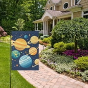Cartoon Solar System Planet Garden Flag 12x18 inch Double Sided Outside Yard Decorations for Home Outdoor