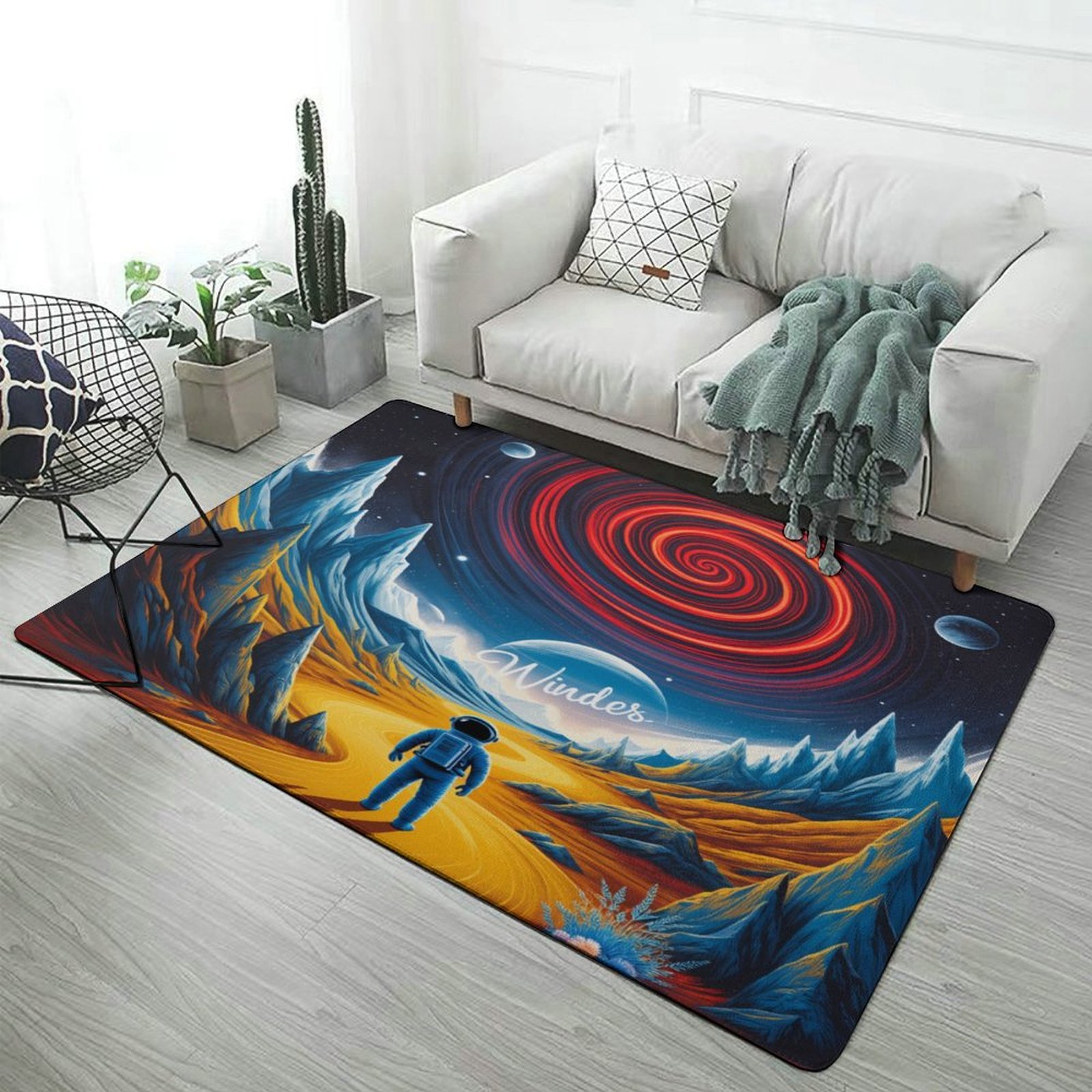 Space Monkey Rug Cartoon Space Astronaut Planet (37)-2 Carpet Soft Comfy Rug for Home ...