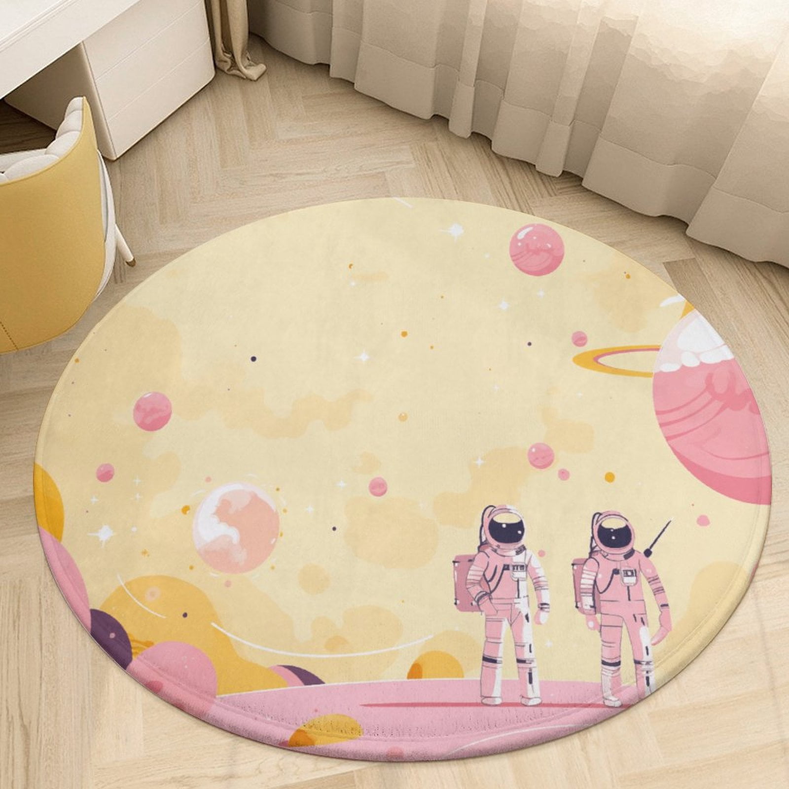 Space Monkey Rug Cartoon Space Astronaut Planet Round Area Rugs for Bedroom Living Room ...