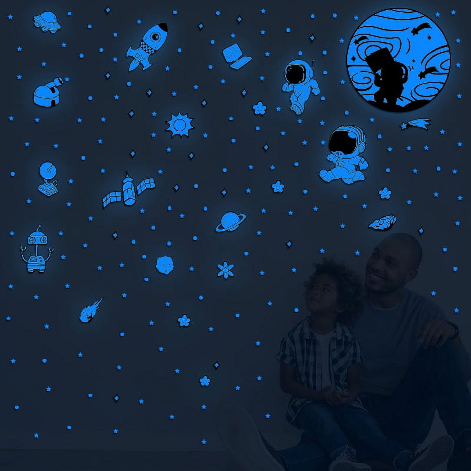cartoon-space-astronaut-stickers-for-kids-on-wall-glowing-stars-bright