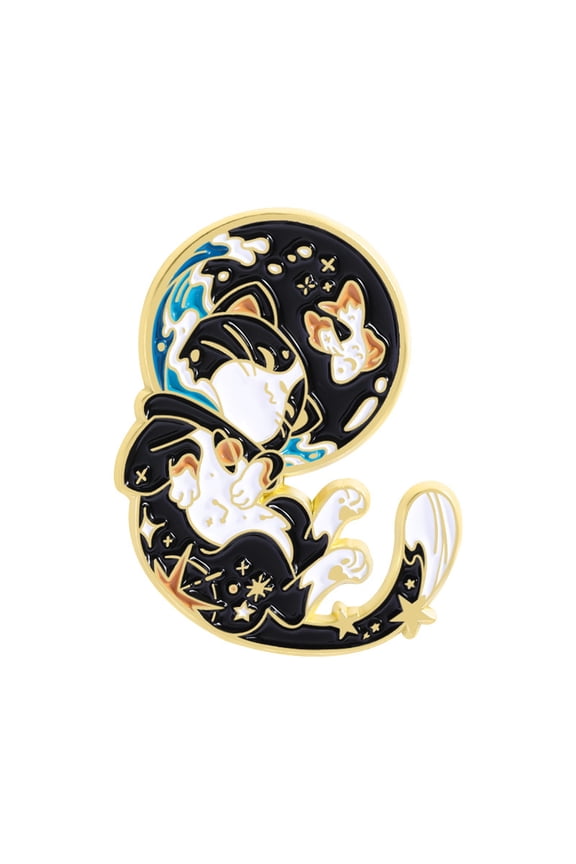 Cartoon Space Cats Constellations Enameled Brooch Unique Lapel Pin for Gifts