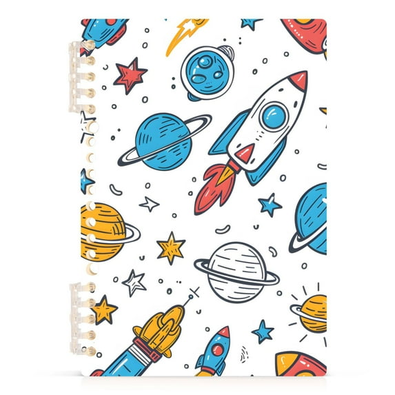Cartoon Space Elements Universe Spiral Journal Notebook College Ruled Notebook 8.3" x 5.7" A5 Lined Thick Paper Page