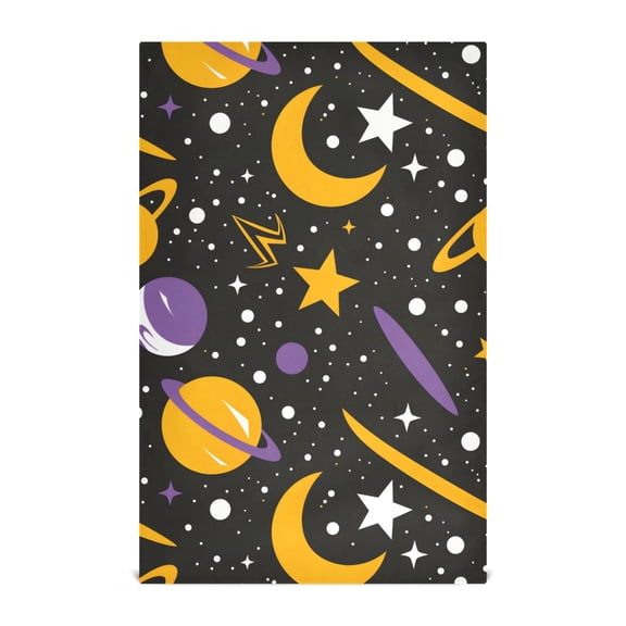 Cartoon Space Pattern Kitchen Towels Waffle Weave Decorative Tea Towels Multi Use Dishcloths 28x18in