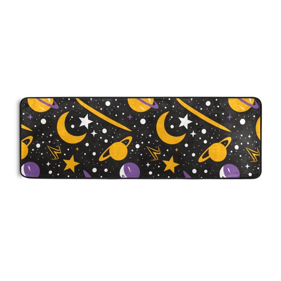Cartoon Space Pattern Runner Rug 24x72 Inch Cushioned Non Slip Soft Absorbent Floor Mat