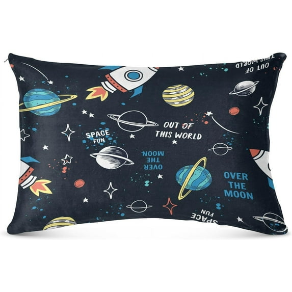 Cartoon Space Rocket Pillowcase Queen Size, Super Soft Pillow Shams Covers, Plush Cozy Pillow Cases with Zipper, 20" X 30"(493) Home Decor Gifts