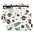 thumbnail image 1 of Cartoon Space Rockets and Planets 2 Pack Pencil Pouch for 3 Ring Binder Smooth Zipper Folders with Pockets Clear Window Pencil Case, 1 of 6