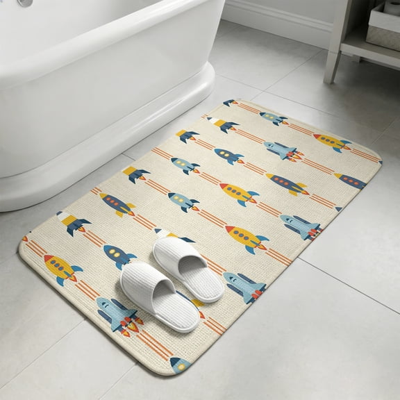 Cartoon Space Shuttle Washable Area Rugs for Living Room Bedroom, Large Non Slip Indoor Floor Carpet Absorbent Spaceship Galaxy Shuttlecraft Universe Door Mat Rugs for Bathroom Entryway 47.2"x63"