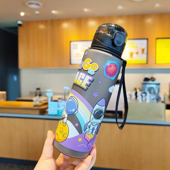 Cartoon Spaceman Plastic Cup, 700ml PC+PP Water Bottle with Silicone ...