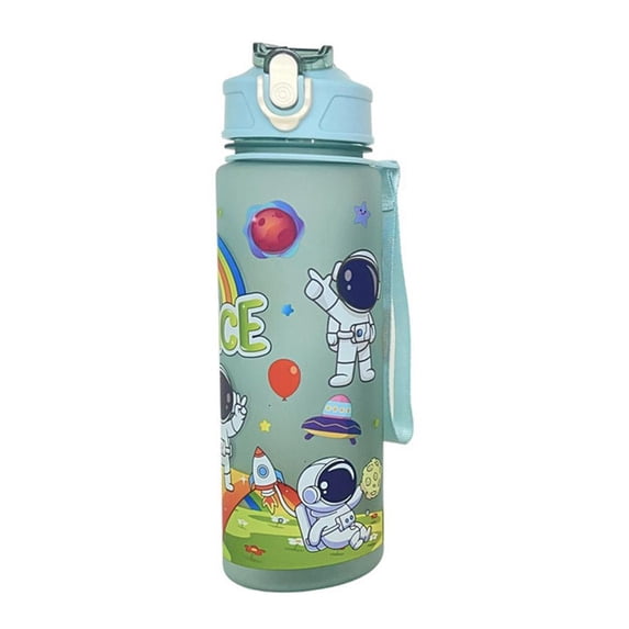 Cartoon Spaceman Plastic Cup 800ml BPA-Free Leakproof Kids Water Bottle With Strap