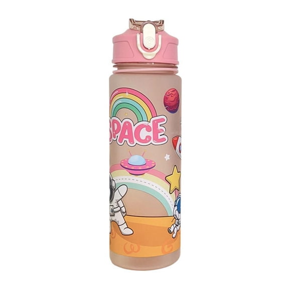 Cartoon Spaceman Style Plastic Bouncing Lid Straw Cup with 800ml Capacity, Made of PC, PP, Silicone and Polyester String