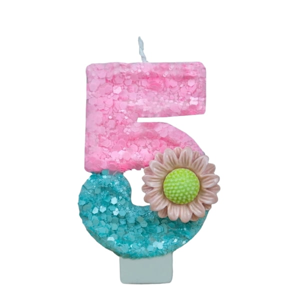 Cartoon Sparkle Birthday Candle - Creative Number Design with Daisy Decor for Kids, Birthday Parties, Cake Toppers