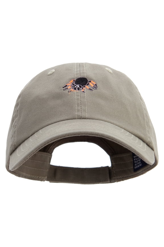 Cartoon Spider Tarantula Embroidered Low Profile Pet Spun Washed Cap - Olive OSFM
