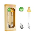 thumbnail image 1 of Cartoon Spoon Fork Cutlery Set, Stainless Steel With Creative Cartoon Ice Cream Cupcake Handle Designs, 1 Spoon 1 Fork In Gift Box Set Perfect For Dessert Coffee, 1 of 2