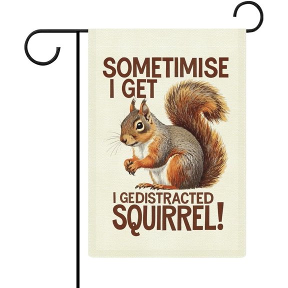 Cartoon Squirrel Garden Flag 12x18 Inch Double Sided for Outside Small Burlap Welcome Yard Decorations