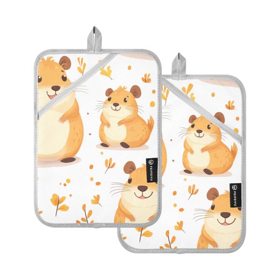 Cartoon Squirrel Oven Mitts Pot Holders 2 pcs Heat Resistant for Kitchen Baking Grilling