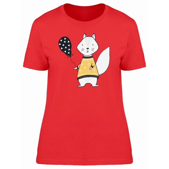 Cartoon Squirrel With A Balloon Tee Women's -Image by Shutterstock