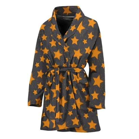 Cartoon Star Pattern Women Bathrobe One Size Univeral Fits, Cartoon Film Cute Funny Fashion Lightweight Plush Fleece Long Robe For Women