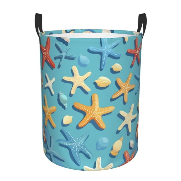 Cartoon Starfish Shells Laundry Hamper Small Storage Basket/Toy Organizer/Dirty Clothes Bucket