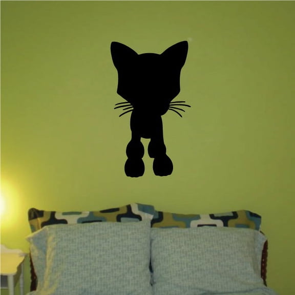Cartoon Staring Cute Kitten Silhouette Decal - 36 Inches