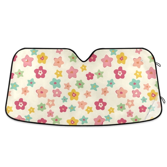 Cartoon Stars Car Windshield Sun Shade Foldable Car Front Window Visor Heat and UV Protection 53x23.5