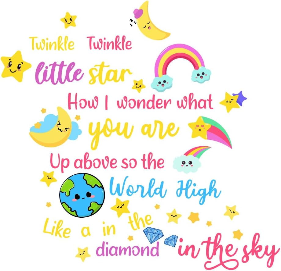 Autocollant Mural Vinylique Twinkle Twinkle Little Star - Déco Chambre Bébé - Neuf Sous Emballage - Modèle B98