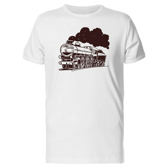 Cartoon Steam Locomotive Sketch T-Shirt Men -Image by Shutterstock, Male Small