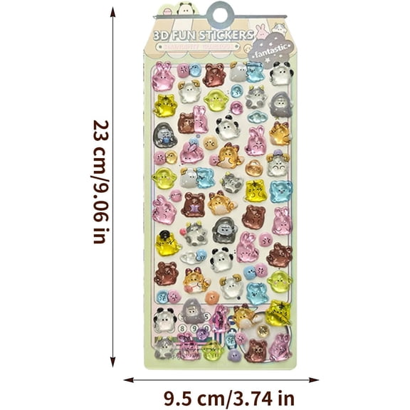 Cartoon Stickers - Cute Mini Raised 3D Relief Decal for Fun Decoration, Tiny Animal Stickers with Textured, Scrapbooking Embellishments for Water Cups Laptops Walls Guitars Suitcases Luggage