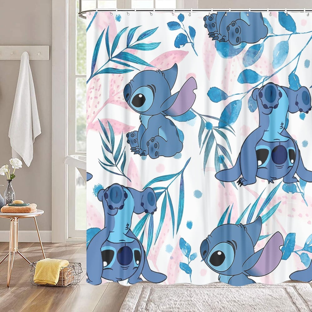 Cartoon Stitch 3d Printed Shower Curtain Waterproof Bathroom Sets ...
